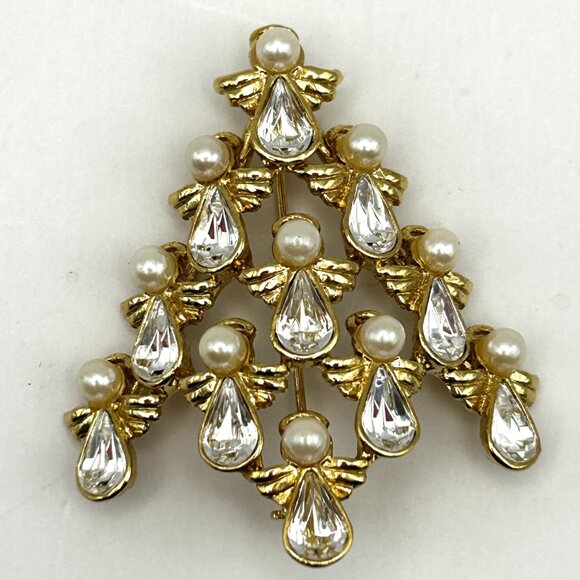 Vintage Christmas Brooch Lot Danecraft & NR Signed Reindeer, Trees, Wreath - Picture 7 of 10